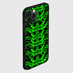 Чехол для iPhone 12 Pro Зелёная техно-броня на чёрном фоне, цвет: 3D-черный — фото 2