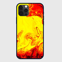 Чехол для iPhone 12 Pro Красные и желтые разводы, цвет: 3D-черный