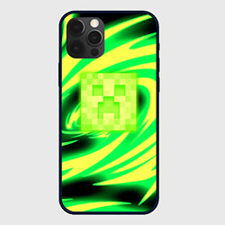 Чехол для iPhone 12 Pro Minecraft кислотный стиль, цвет: 3D-черный