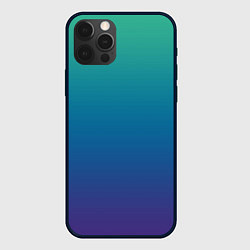 Чехол для iPhone 12 Pro Градиент зелёно-фиолетовый, цвет: 3D-черный