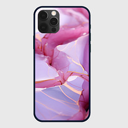 Чехол для iPhone 12 Pro Куски розового мрамора, цвет: 3D-черный