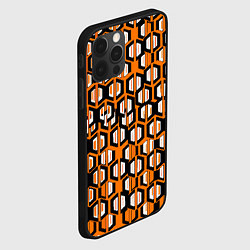 Чехол для iPhone 12 Pro Техно узор из шестиугольников оранжевый, цвет: 3D-черный — фото 2