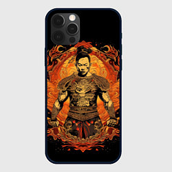 Чехол для iPhone 12 Pro Муай-Тай боец ретро стиль, цвет: 3D-черный