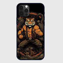Чехол для iPhone 12 Pro Муай Тай тигр - боевые искусства, цвет: 3D-черный