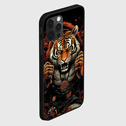 Чехол для iPhone 12 Pro Муай- Тай тигр в стойке боевые искусства, цвет: 3D-черный — фото 2