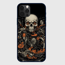 Чехол для iPhone 12 Pro Череп байкера: мото-дух, цвет: 3D-черный