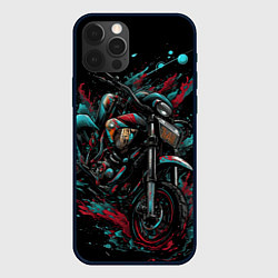 Чехол для iPhone 12 Pro Мото и брызги краски, цвет: 3D-черный