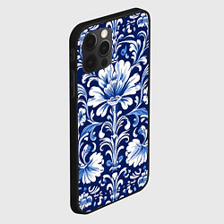 Чехол для iPhone 12 Pro Гжель - русский цветочный узор, цвет: 3D-черный — фото 2