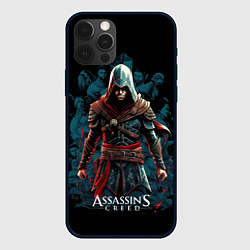 Чехол для iPhone 12 Pro Assassins creed черный фон, цвет: 3D-черный