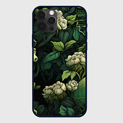 Чехол для iPhone 12 Pro Черепа в поле цветов, цвет: 3D-черный