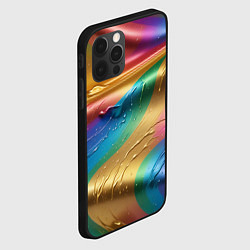 Чехол для iPhone 12 Pro Жидкий радужный металл, цвет: 3D-черный — фото 2