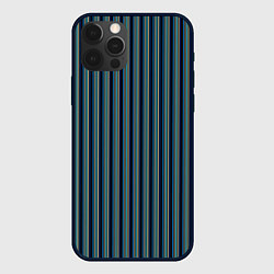 Чехол для iPhone 12 Pro Чёрный в ярко-синюю полоску, цвет: 3D-черный