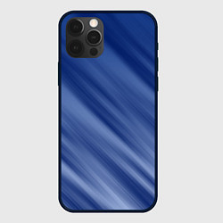 Чехол для iPhone 12 Pro Белые полосы на синем фоне, цвет: 3D-черный