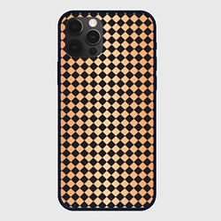 Чехол для iPhone 12 Pro Паттерн черных и коричневых квадратов, цвет: 3D-черный