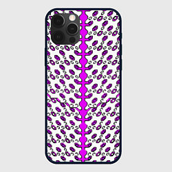 Чехол для iPhone 12 Pro Розовые киберпанк ячейки на белом фоне, цвет: 3D-черный