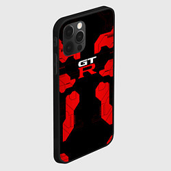 Чехол для iPhone 12 Pro Nissan GTR - Cyber red, цвет: 3D-черный — фото 2