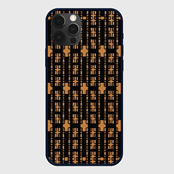 Чехол для iPhone 12 Pro Коричневые кирпичики на чёрном фоне, цвет: 3D-черный