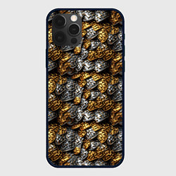 Чехол для iPhone 12 Pro Золото и серебро броня, цвет: 3D-черный