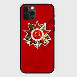 Чехол для iPhone 12 Pro Великая отечественная - бордовый мрамор, цвет: 3D-черный