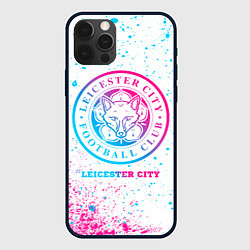 Чехол для iPhone 12 Pro Leicester City neon gradient style, цвет: 3D-черный