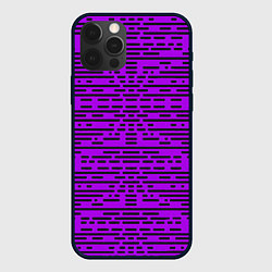 Чехол для iPhone 12 Pro Чёрные полосы на фиолетовом фоне, цвет: 3D-черный