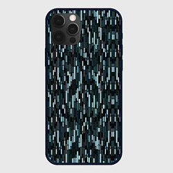 Чехол для iPhone 12 Pro Тёмный бирюзовый паттерн полосочки, цвет: 3D-черный