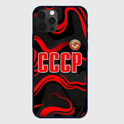 Чехол для iPhone 12 Pro СССР - red stripes, цвет: 3D-черный