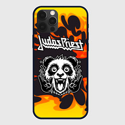 Чехол для iPhone 12 Pro Judas Priest рок панда и огонь, цвет: 3D-черный