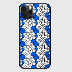 Чехол для iPhone 12 Pro Нейрографический узор из синих кругов и овалов, цвет: 3D-черный