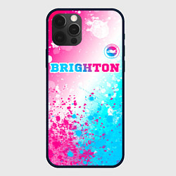 Чехол для iPhone 12 Pro Brighton neon gradient style посередине, цвет: 3D-черный