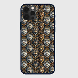 Чехол для iPhone 12 Pro Волки паттерн, цвет: 3D-черный