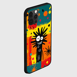 Чехол для iPhone 12 Pro Красочная абстракция с черным персонажем, цвет: 3D-черный — фото 2