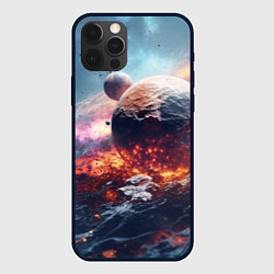 Чехол для iPhone 12 Pro Космическое столкновение планет, цвет: 3D-черный