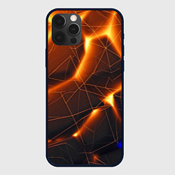 Чехол для iPhone 12 Pro Оранжевый объемный неон из разлома плит, цвет: 3D-черный