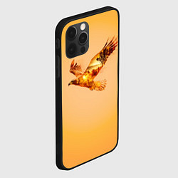 Чехол для iPhone 12 Pro Орел с пейзажем на закате двойная экспозиция, цвет: 3D-черный — фото 2