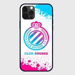 Чехол для iPhone 12 Pro Club Brugge neon gradient style, цвет: 3D-черный