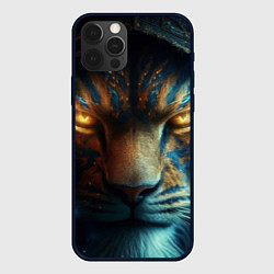 Чехол для iPhone 12 Pro Лицо Льва в стиле фэнтези крупно, цвет: 3D-черный