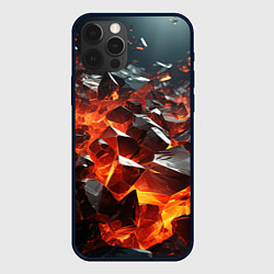 Чехол для iPhone 12 Pro Взрыв камней в красном неоне, цвет: 3D-черный