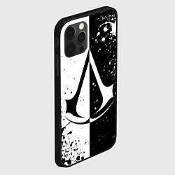 Чехол для iPhone 12 Pro Assasins Creed - black and white, цвет: 3D-черный — фото 2