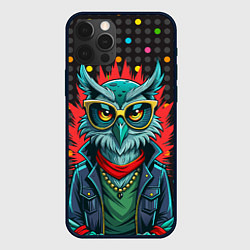 Чехол для iPhone 12 Pro Сова в одежде на стиле, цвет: 3D-черный