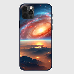 Чехол для iPhone 12 Pro Разноцветная далёкая галактика - неоновое свечение, цвет: 3D-черный