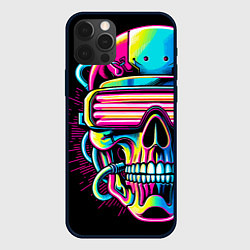 Чехол для iPhone 12 Pro Cyber skull - ai art neon, цвет: 3D-черный