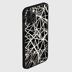 Чехол для iPhone 12 Pro Белые хаотичные линии на чёрном фоне, цвет: 3D-черный — фото 2