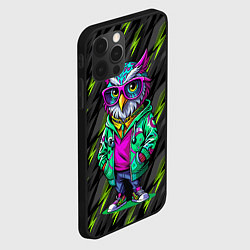 Чехол для iPhone 12 Pro Модная сова и зеленые молнии, цвет: 3D-черный — фото 2