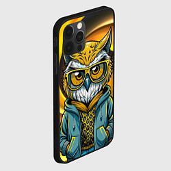 Чехол для iPhone 12 Pro Модная сова и желтый спиральный фон, цвет: 3D-черный — фото 2