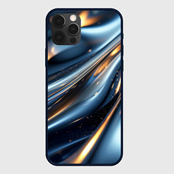 Чехол для iPhone 12 Pro Синяя обтекаемая текстура, цвет: 3D-черный