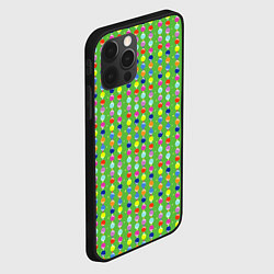 Чехол для iPhone 12 Pro Паттерн с вертикальными гирляндами на зеленом, цвет: 3D-черный — фото 2