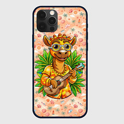 Чехол для iPhone 12 Pro Жираф играет на гитаре, цвет: 3D-черный