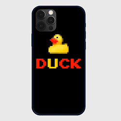 Чехол для iPhone 12 Pro Пиксельная уточка, цвет: 3D-черный