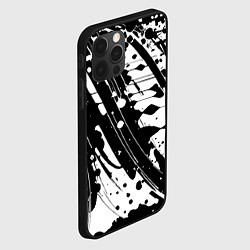 Чехол для iPhone 12 Pro Чёрно белая абстракция - кляксы, цвет: 3D-черный — фото 2